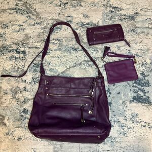 Purple Charming Charlie Purse Wallet Coin Pouch Clutch Set of Three